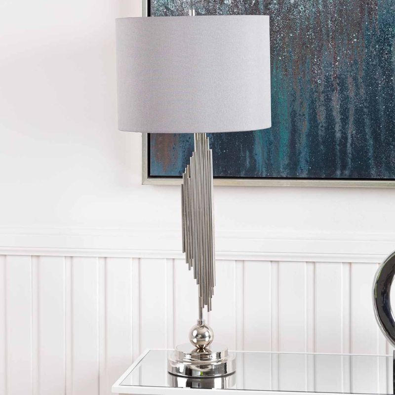 Ari 83cm Chrome Table Lamp With Grey Shade