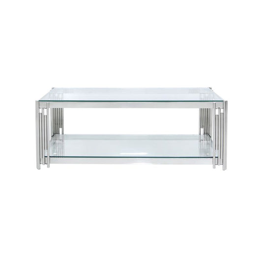 Ari Steel Tubes and Clear Glass Coffee Table