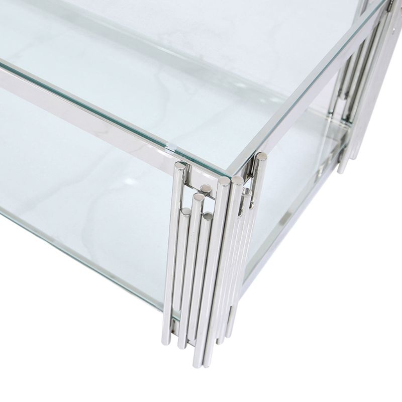 Ari Steel Tubes and Clear Glass Coffee Table