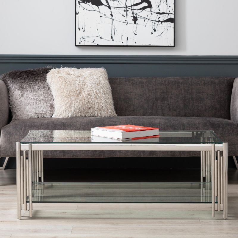 Ari Steel Tubes and Clear Glass Coffee Table