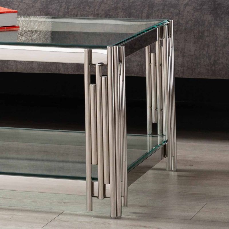 Ari Steel Tubes and Clear Glass Coffee Table