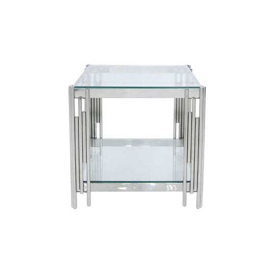 Ari Steel Tubes and Clear Glass End Table