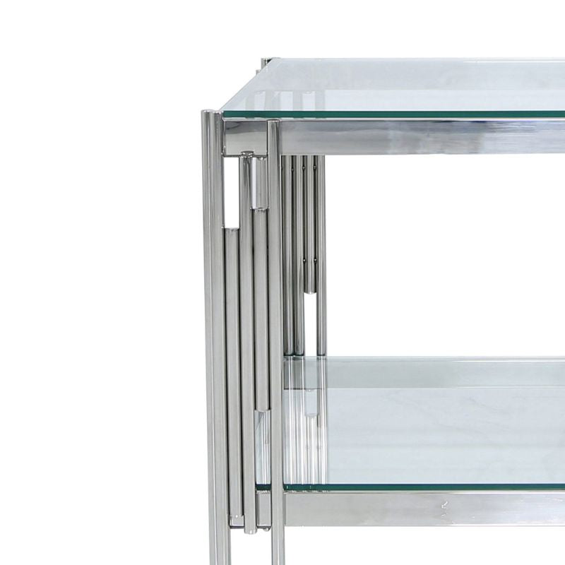 Ari Steel Tubes and Clear Glass End Table