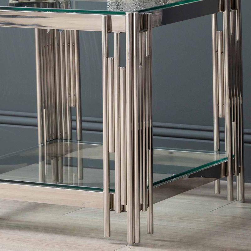 Ari Steel Tubes and Clear Glass End Table