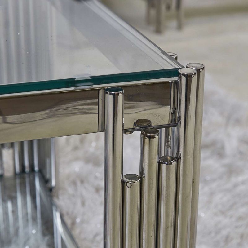 Ari Steel Tubes and Clear Glass End Table