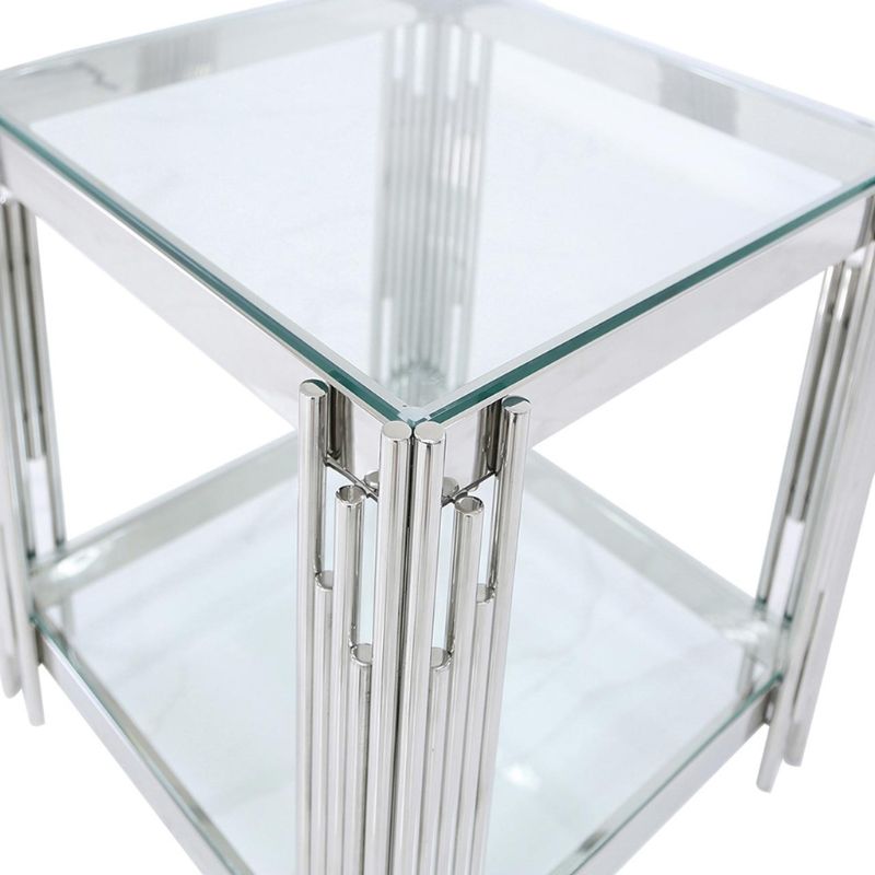 Ari Steel Tubes and Clear Glass End Table