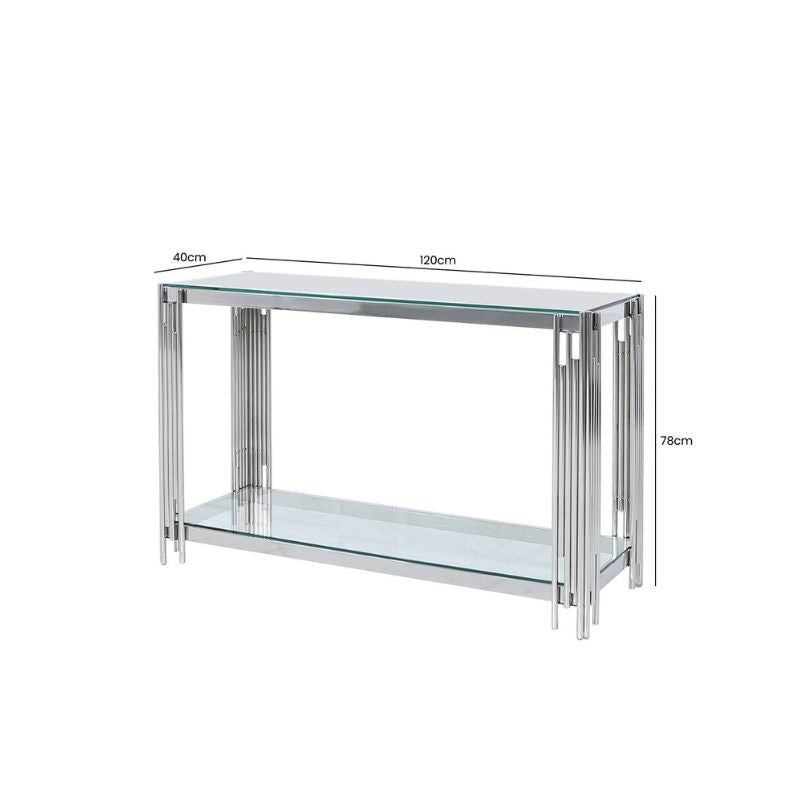 Ari Steel Tubes and Glass Console Table