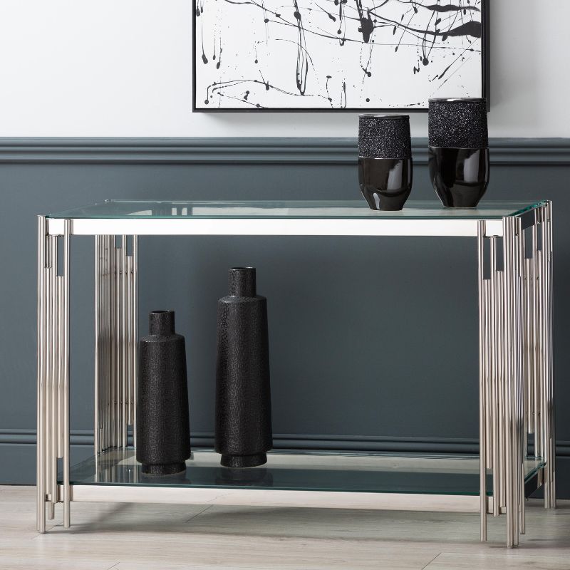 Ari Steel Tubes and Glass Console Table