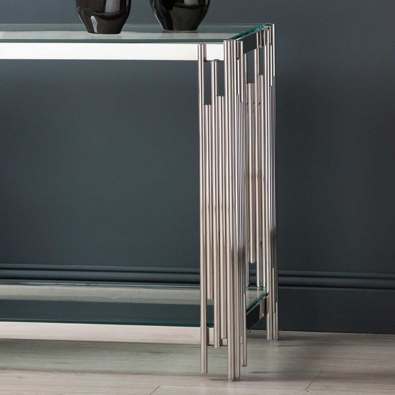 Ari Steel Tubes and Glass Console Table