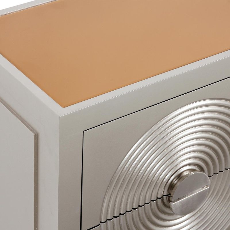 Elliot 2 Drawer Bedside Cabinet Gold with Gold Mirror Top and Silver Handles