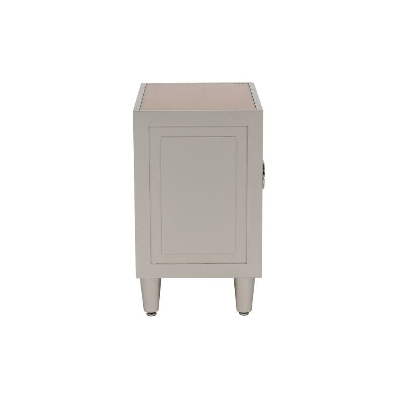 Elliot 2 Drawer Bedside Cabinet Gold with Gold Mirror Top and Silver Handles