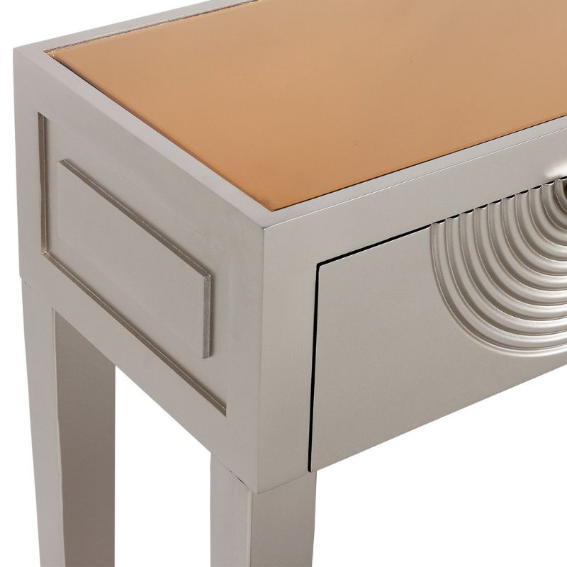 Elliot 2 Drawer Console Gold with Gold Mirror Top and Silver Handles