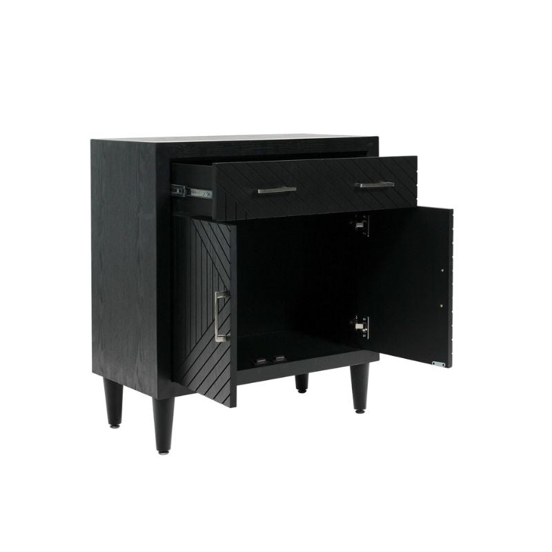 Mara Black 1 Drawer 2 Door Cabinet