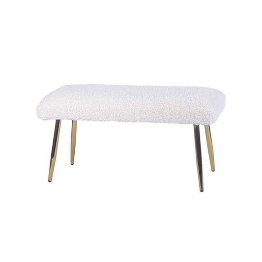 Sophia White Boucle Bench with Gold Legs