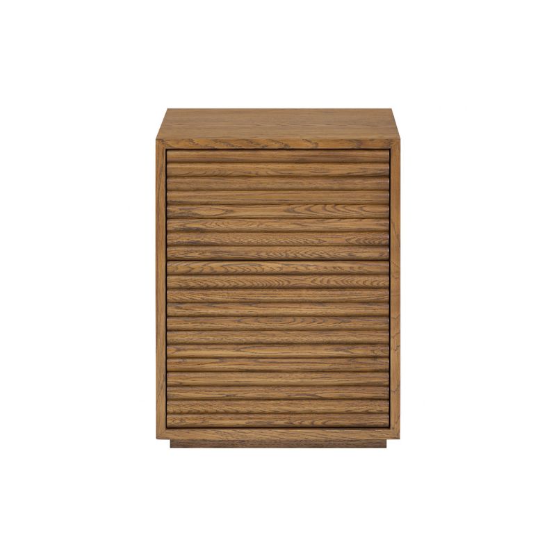 Ribbed Walnut Bedside - 2 Drawer