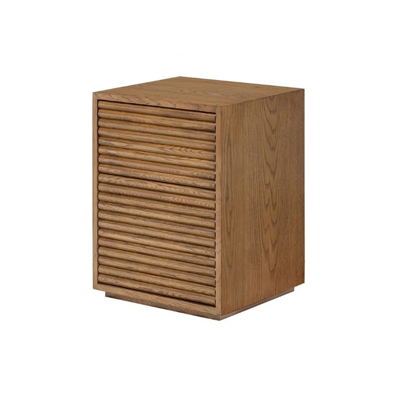 Ribbed Walnut Bedside - 2 Drawer