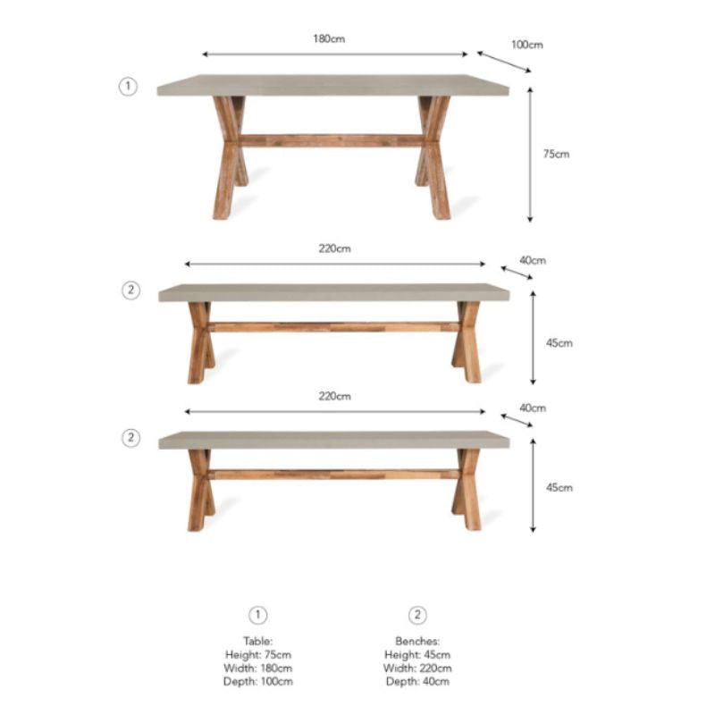 Burford Table and Bench Set - Small