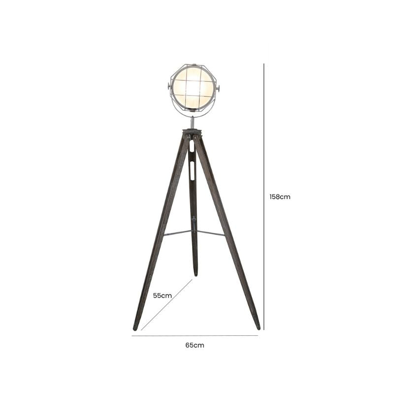 Zia Grey Wooden Hollywood Tripod Lamp with Spot Light