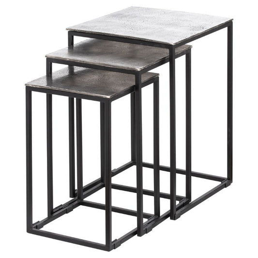 Farrah Collection Silver Nest Of Three Tables - Neroli Furnishings