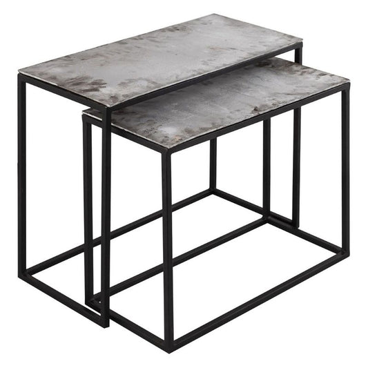 Farrah Collection Silver Set of Two Side Tables - Neroli Furnishings