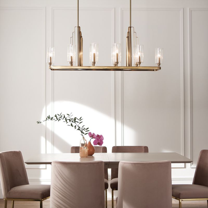 Kimrose 10 Light Linear Chandelier- Brushed Natural Brass