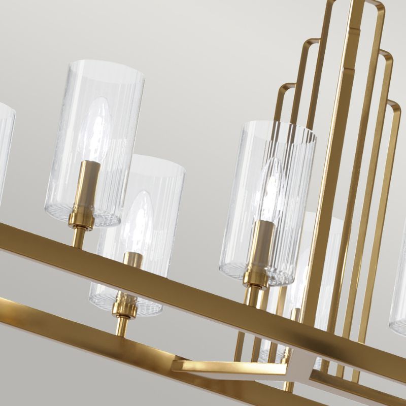 Kimrose 10 Light Linear Chandelier- Brushed Natural Brass