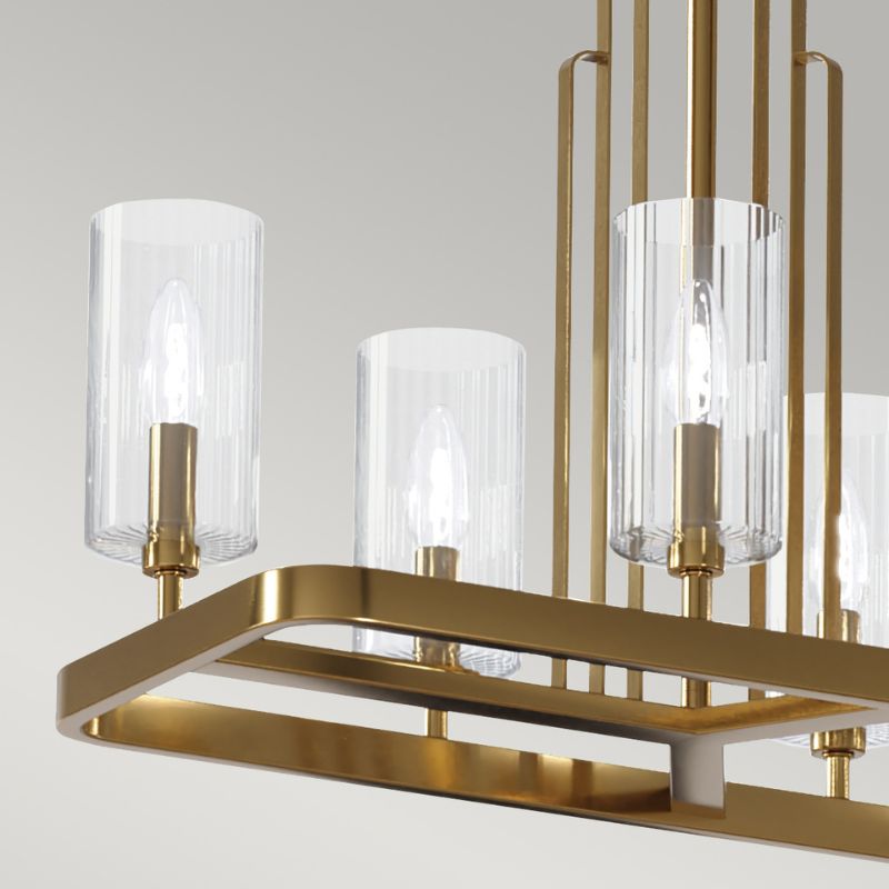 Kimrose 10 Light Linear Chandelier- Brushed Natural Brass