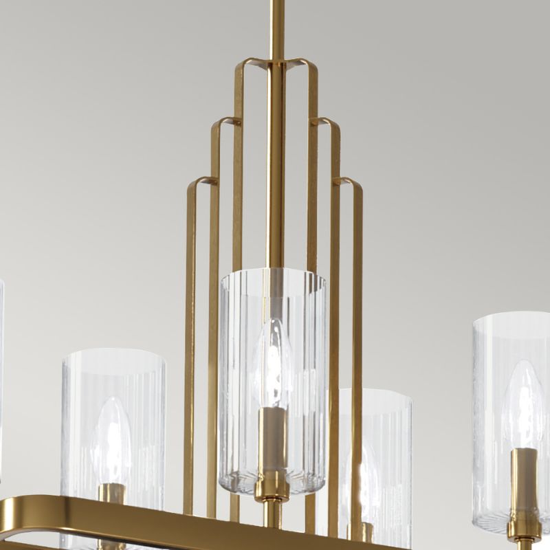 Kimrose 10 Light Linear Chandelier- Brushed Natural Brass