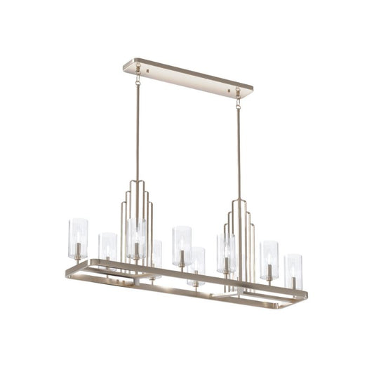 Kimrose 10 Light Linear Chandelier- Polished Nickel