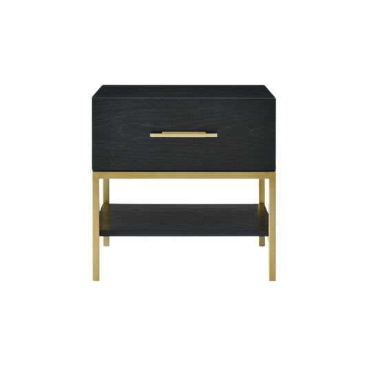 Tulip Single Drawer Bedside Table Black - Neroli Furnishings